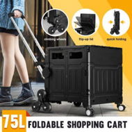 Detailed information about the product 75L Shopping Trolley Cart Wheeled Grocery Utility Basket Bag Stair Climbing Rolling Folding Supermarket Granny Travel Wagon