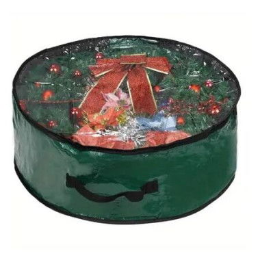 76CM Christmas Wreath Storage Bag, Christmas Garland Storage Container with Clear Window, Zipper and Handle for Xmas Holiday Seasonal Wreath Garland Box