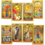 Detailed information about the product 78-Card Gold Foil Tarot Deck: Wrinkle Resistant Durable and Waterproof Tarot Cards for Beginners and Professionals