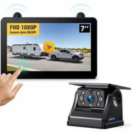 Detailed information about the product 7INCH Touchscreen Solar Wireless RV Backup Touch Screen Camera 1080P IPS Monitor Auto OnOff Rear View Night Vision Recording 32G card Trailer Truck