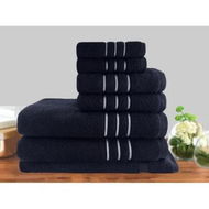 Detailed information about the product 7pc classic dobby stripe cotton towel set 650gsm sailor blue