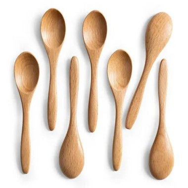 7PCS Small Wooden Spoons,5.8 Inch Honey Spoons,Beech Wooden Honey Teaspoon,Little Tiny Wood Spoons,Bamboo Table Spoon,Wooden Spoons for Utensils Set