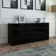 Detailed information about the product 8 Drawer Cabinet Chest Of Drawers Storage Furniture Black High Gloss Front