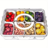 Detailed information about the product 8 Grids Snack Container Food Box Fruits Tray Platter Divided Serving Tray with Lid and Handle Travel Organizer Portable for Candy,Nuts,Chip