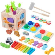 Detailed information about the product 8 in 1 Montessori Toys for Boys and Girls, Includes Object Permanence Box, Montessori Coin Box, Carrot Harvest Game, Matchstick Color Drop Game