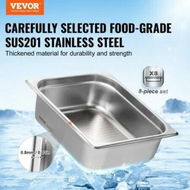 Detailed information about the product 8 Pack Hotel Pans 1/2 Size Anti-Jam Steam Pan with Lid 0.8mm Thick Stainless Steel Steam Table Pan 4-Inch Deep Commercial Table Pan Catering Storage