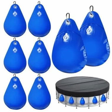 8 Pack Pool Cover Weights with Hooks,Leakproof Swimming Pool Cover Hanging Bag Thick PVC Pool Water Bags,Antifreezing Winter Pool Tarp Weights