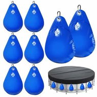 Detailed information about the product 8 Pack Pool Cover Weights with Hooks,Leakproof Swimming Pool Cover Hanging Bag Thick PVC Pool Water Bags,Antifreezing Winter Pool Tarp Weights