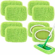 Detailed information about the product 8 Pack Reusable Mop Replacement Pads Compatible with Swiffer Sweeper Microfiber Chenille Washable Mop Pads Dry Wet Sweeping Mopping Cloths(Green)