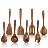 Detailed information about the product 8 Pcs Wooden Spoons for Cooking, 100% Natural Teak Wooden Kitchen Utensils Set, Wooden Utensils Set for Cooking, Non-Stick, Comfort Grip, Easy to Clean