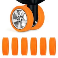 Detailed information about the product 8-Piece Colorful Silicone Luggage/Suitcase Wheel Covers for Anti-Noise and Shock Proof (Orange)