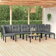 Detailed information about the product 8 Piece Garden Lounge Set Black and Grey Poly Rattan