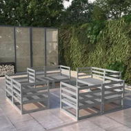 Detailed information about the product 8 Piece Garden Lounge Set Grey Solid Pinewood