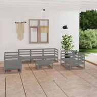 Detailed information about the product 8 Piece Garden Lounge Set Grey Solid Pinewood