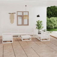 Detailed information about the product 8 Piece Garden Lounge Set White Solid Pinewood