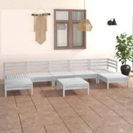 Detailed information about the product 8 Piece Garden Lounge Set White Solid Pinewood