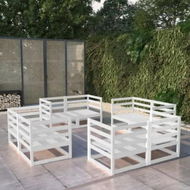 Detailed information about the product 8 Piece Garden Lounge Set White Solid Pinewood