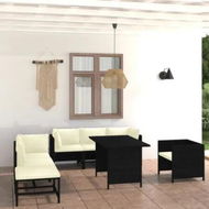 Detailed information about the product 8 Piece Garden Lounge Set with Cushions Poly Rattan Black