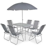 Detailed information about the product 8 Piece Outdoor Dining Set Steel and Textilene Grey