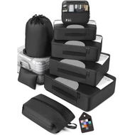 Detailed information about the product 8-Piece Packing Cube Set for Suitcases: Travel Essentials for Carry-On and Luggage Organization (Extra Large, Large, Medium, Small) in Black