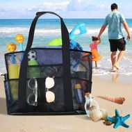 Detailed information about the product 8 Pockets Summer Beach Mesh Bag Large Capacity Swimsuit Storage Shoulder Bag Waterproof Underwear Pocket Beach Tote Bag