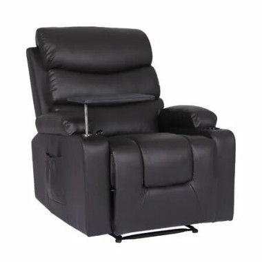 8-Point Electric Massage Recliner Chair - PU Leather Electric Lounge Sofa Armchair HARLOW BROWN