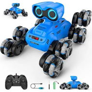 Detailed information about the product 8-Wheel Stunt Remote Control Car with Auto-Demonstration, 2.4Ghz All Terrain RC Cars with LED Eyes and Music, Birthday Gift for Boys Girls (Blue)