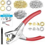 Detailed information about the product 803Pcs Grommet Eyelet Pliers Kit,0.25 Inch 6mm Grommet Tool Kit with 800 Metal Eyelets with Washers in Gold and Silver,Eyelet Grommet Hand Press Kit