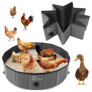 Detailed information about the product 80cm D x 20cm H Chicken Dust Bath Tub, Foldable Design, Extra Tough PVC, Chicken Coop Lime, Dust Bath for Chickens, Chicken House Cleaner Container