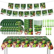 Detailed information about the product 82Pcs Christmas Theme Grinch Party Tableware Set Paper Plates Cups Banners Tablecloth Merry Christmas Decorations Party Supplies