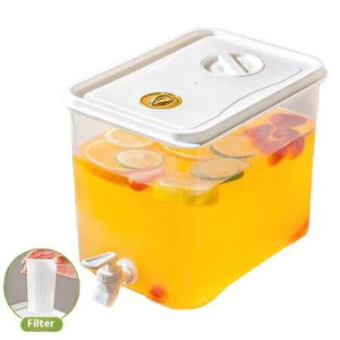 8.8L Large Capacity Refrigerator Cold Water Dispenser With Faucet Filter Fruit Tea Juice Beverage Container Household Ice Water Pitcher White