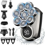Detailed information about the product 8D Head Shavers for Bald Men, Detachable Electric Razor IPX7 Waterproof Wet Dry LED Display, Rotary Shaver 6 in 1 Grooming Kit