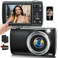Detailed information about the product 8K Digital Camera for Photography,WiFi 88MP Vlogging Camera with Dual Lens,Touch Screen,Autofocus Anti-Shake,16X Zoom,64GB Card,2 Batteries,Black