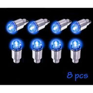 Detailed information about the product 8pcs Blue Car Auto Tire Wheel Valve Stem LED Cap Bicycle Tyre Night Light Lamp