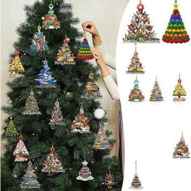 8PCS Christmas Ornaments Set For Mini Christmas Tree Decorations Small Tree Resin Miniature Ornaments For