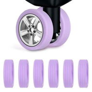 Detailed information about the product 8Pcs Colorful Silicone Luggage Wheels Covers: Anti-Noise, Shock-Proof Protection for Suitcase Wheels (Carry-On and Compartment Sizes Available) - Purple