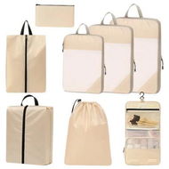 Detailed information about the product 8pcs Compression Travel Packing Organizer Set Toiletries Cosmetics Shoes Luggage Clothing Christmas Gift COL Beige