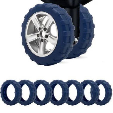 8Pcs Luggage Compartment Wheel Protection Cover,Shock Proof Carry on Luggage Wheels Cover,Wear Resistant and Noise Reducing, Blue