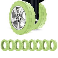 Detailed information about the product 8Pcs Luggage Compartment Wheel Protection Cover,Shock Proof Carry on Luggage Wheels Cover,Wear Resistant and Noise Reducing, Green