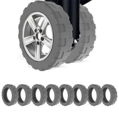 8Pcs Luggage Compartment Wheel Protection Cover,Shock Proof Carry on Luggage Wheels Cover,Wear Resistant and Noise Reducing, Grey