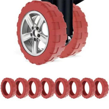 8Pcs Luggage Compartment Wheel Protection Cover,Shock Proof Carry on Luggage Wheels Cover,Wear Resistant and Noise Reducing, Red