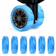 Detailed information about the product 8pcs Luggage Wheels Protector Cover DIY Colorful Silicone Trolley Case Silent Caster Sleeve Reduce Noise Suitcase Wheels Cover Color Light Blue And Deep Blue