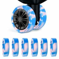 Detailed information about the product 8pcs Luggage Wheels Protector Cover DIY Colorful Silicone Trolley Case Silent Caster Sleeve Reduce Noise Suitcase Wheels Cover Color Pink And Blue