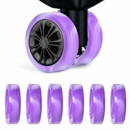 Detailed information about the product 8pcs Luggage Wheels Protector Cover DIY Colorful Silicone Trolley Case Silent Caster Sleeve Reduce Noise Suitcase Wheels Cover Color Purple And Blue