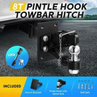 Detailed information about the product 8T Pintle Hook Hitch Tow Ball Mount Adjustable Trailer Towing Receiver Drop Down Truck Car Accessory Heavy Duty