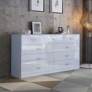 Detailed information about the product 9 Drawer Cabinet Sideboard Bathroom Storage Units White High Gloss Front