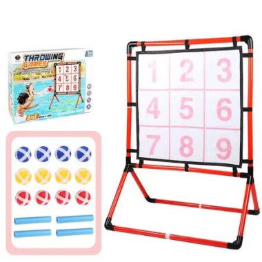 9 Hole Toss Game Set 2In1 Water Fun Land Indoor Outdoor Backyard Family Game Party 12 Balls Easy Setup Carry Bag
