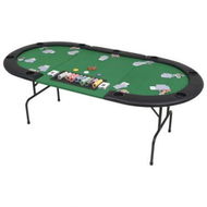 Detailed information about the product 9-Player Folding Poker Table 3 Fold Oval Green