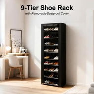 Detailed information about the product 9 Tier Shoe Rack Cabinet Footwear Storage Organiser Vertical Wardrobe Tall Stackable Shelves Stand with Removable Fabric Cover Portable 57x29.5x159cm