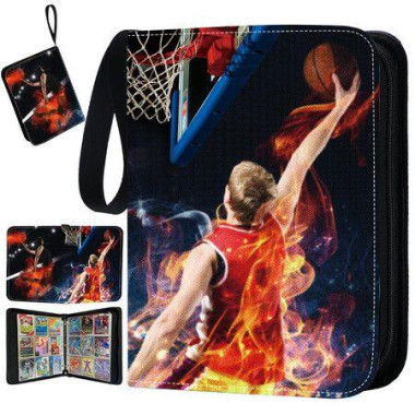 900CARDS Basketball EVA Leather Card Binder Trading Card Binder 9 Pocket with 50 Sleeves Fits Sport Cards with Zipper Storage Album